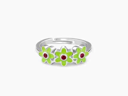 Silver Triple Bloom Kids Ring