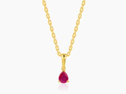 Golden Pink Pear Pendant With Link Chain